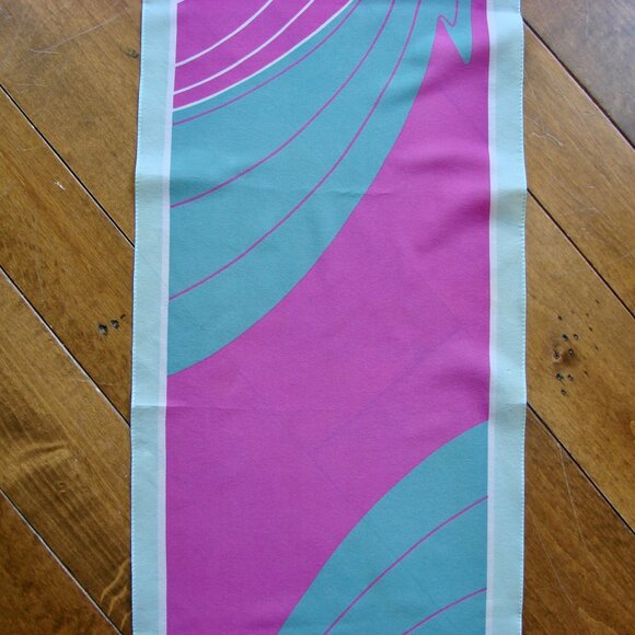 Vintage Oblong Scarf by Karina Purple Mint Green Pink Made in Italy Abstract - Picture 4 of 11